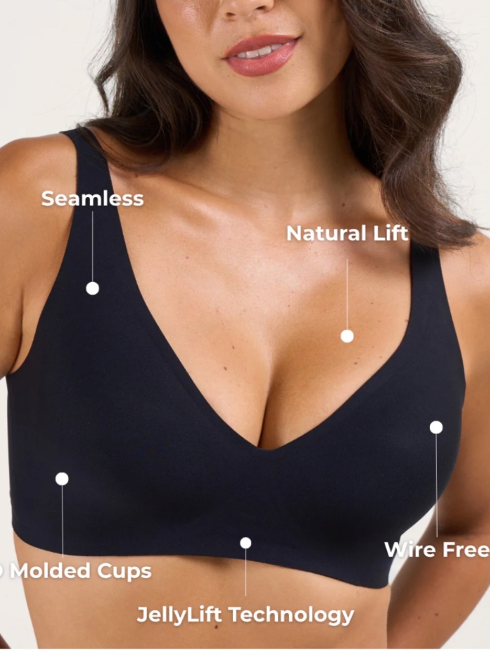 DEEP V PUSH-UP SEAMLESS WIRELESS JELLY BRA NUDE MEDIUM